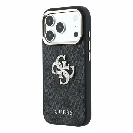 Guess PU 4G Strass Metal Logo kryt iPhone 18 Pro čierny