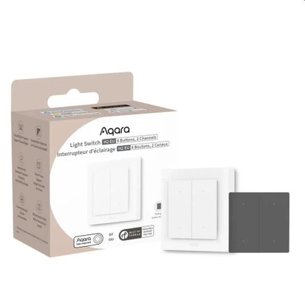 Aqara Smart Home Dvojvypínač (4x tl.,2 kanály) s 2x relé H2 EU,Zigbee a Thread