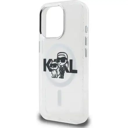 Karl Lagerfeld IML Glitter Karl and Choupette Sketch MagSafe kryt iPhone 15 Pro Max priehľadný