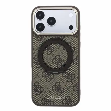 Guess PU 4G Ring Stand MagSafe kryt iPhone 18 Pro Max hnedý