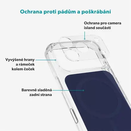 Epico Tile Mag+ Case iPhone 17 Pro Qi2 & MagSafe kompatibilný - modrá (dierky na šnurku + camera island protector)