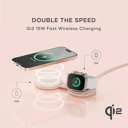 Satechi Qi2 OntheGo 2-in-1 Wireless Charger - Desert Rose