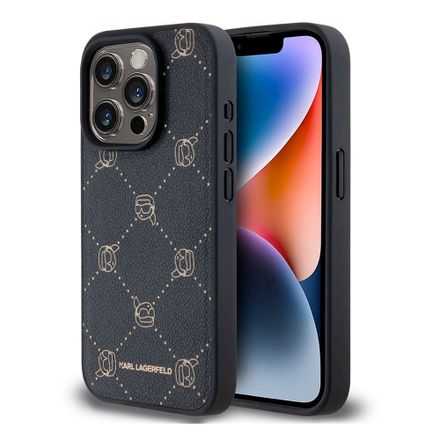 Karl Lagerfeld PU Karl Heads Pattern Magsafe kryt iPhone 15 Pro Max čierny