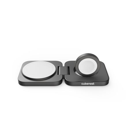 Cubenest 2v1 Skladacia bezdrôtová nabíjačka S211 Pro - šedá