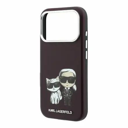 Karl Lagerfeld PU Semi Wrap Smooth Sketch Bodies Magsafe kryt iPhone 18 Pro Max tmavo červená