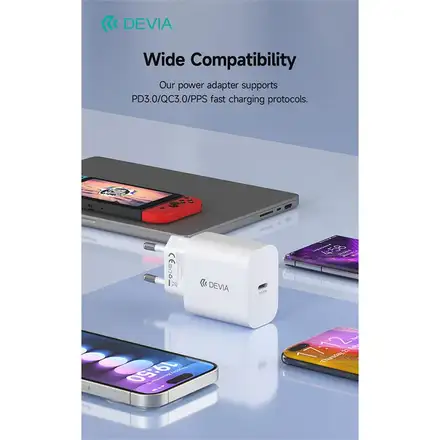 Devia sieťová nabíjačka Smart Series PD 30W with USB-C Cable - White