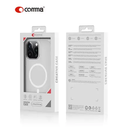 Comma kryt Glass Series Magnetic Case pre iPhone 16 Pro Max - Clear