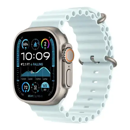 Apple Watch 49mm Ice Blue Ocean Band Extension - Natural Titanium Finish