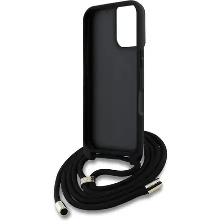 Guess PU 4G Metal Logo Crossbody Popruh kryt iPhone 16 ružový