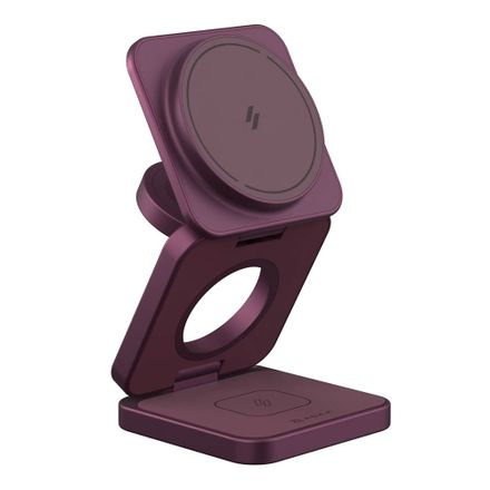 Adam Elements Mag 3 Ultra Qi2 25W 3-in-1 Foldable Charger - Burgundy