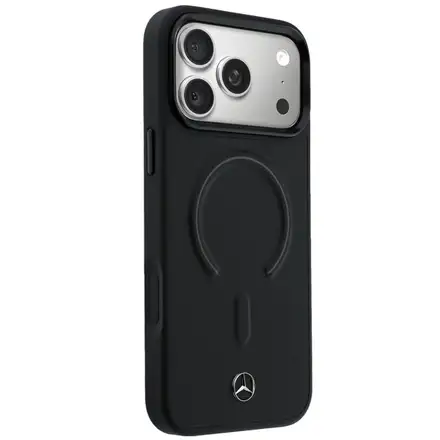Mercedes PU Leather 3D MagSafe Zadný Kryt pre iPhone 17 Pro čierny