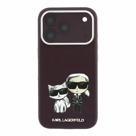 Karl Lagerfeld PU Semi Wrap Smooth Sketch Bodies Magsafe kryt iPhone 18 Pro Max tmavo červená