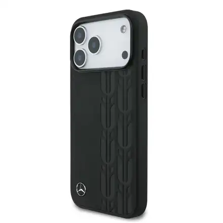 Mercedes Leather Laurel Leaves MagSafe Zadný Kryt pre iPhone 17 Pro Max čierny
