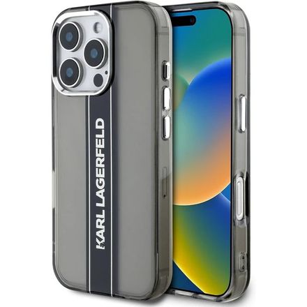 Karl Lagerfeld IML Stripe Logo kryt iPhone 16 Pro čierny