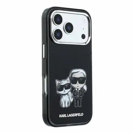 Karl Lagerfeld PU Semi Wrap Smooth Sketch Bodies Magsafe kryt iPhone 18 Pro Max čierna