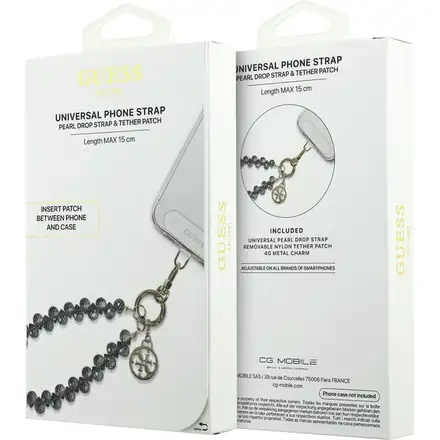 Guess Univerzálny Popruh na Ruku Crystals 4G Charm čierny