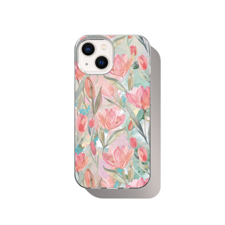 iDeal Fashion Clear Case MagSafe iPhone 13/14/15/16e/17e Tulip Bloom