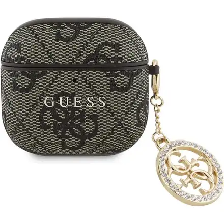 Guess 4G Script PC/PU Charm Púzdro pre AirPods 4 hnedé *Rozbalený*