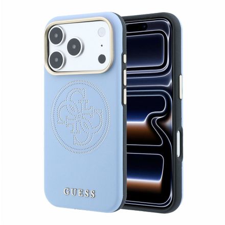 Guess PU Semi Wrap Perforated 4G Logo MagSafe kryt iPhone 18 Pro Max modrý