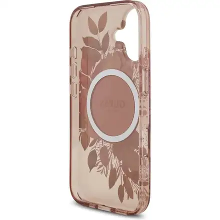 Guess IML Flowers Strap MagSafe kryt iPhone 17 ružový