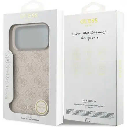 Guess 4G Charm MagSafe kryt iPhone 17 Pro Max ružový