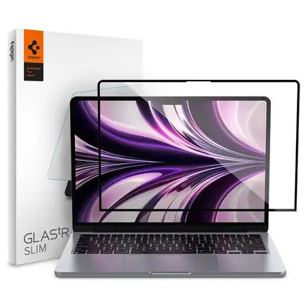 Spigen ochranné sklo Glas.tR Slim pre Macbook Air 13" M2/M3/M4 - Black Frame