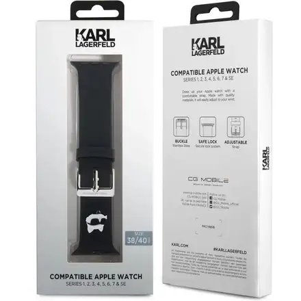 Karl Lagerfeld Choupette Head NFT Remienok pre Apple Watch 38/40/41 čierny