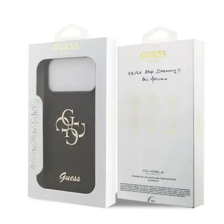 Guess PU Fixed Glitter 4G Metal Logo kryt iPhone 18 Pro Max čierny