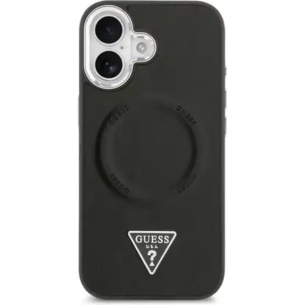 Guess PU Leather Triangle Logo MagSafe kryt iPhone 17 čierny