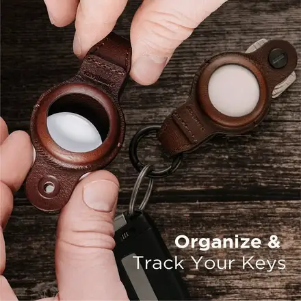 KeySmart Air Leather s púzdrom pro AirTag - hnedá koža