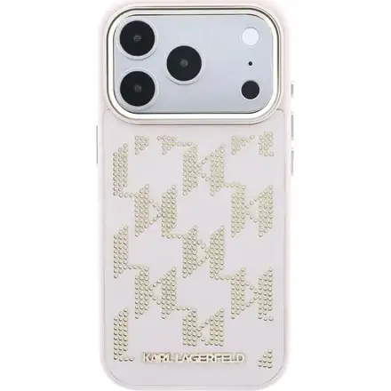 Karl Lagerfeld PU Perforated Monogram MagSafe MagSafe kryt iPhone 17 Pro ružový