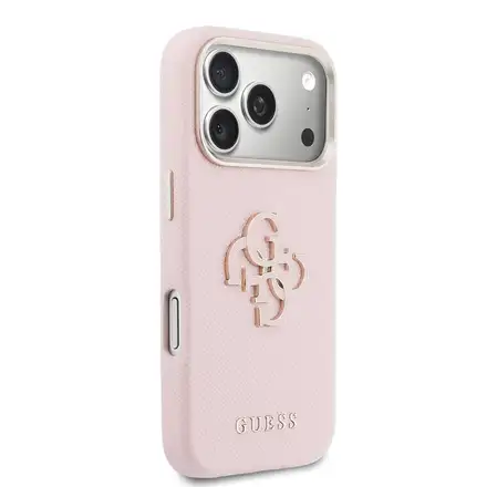 Guess PU Resin Logo kryt iPhone 17 Pro ružový