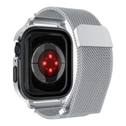 Spigen kryt Metal Fit Pro pre Apple Watch 7/8/9 45mm - Silver