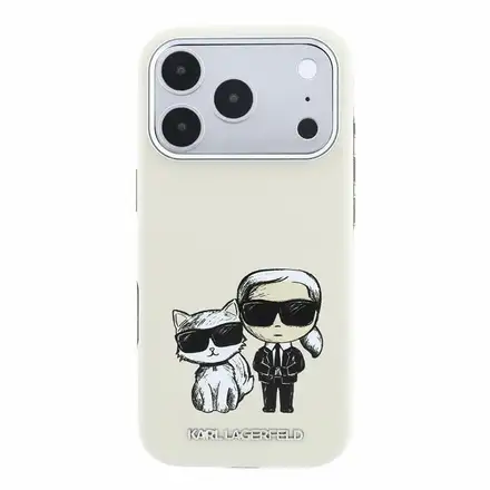 Karl Lagerfeld PU Semi Wrap Smooth Sketch Bodies Magsafe kryt iPhone 18 Pro bežový