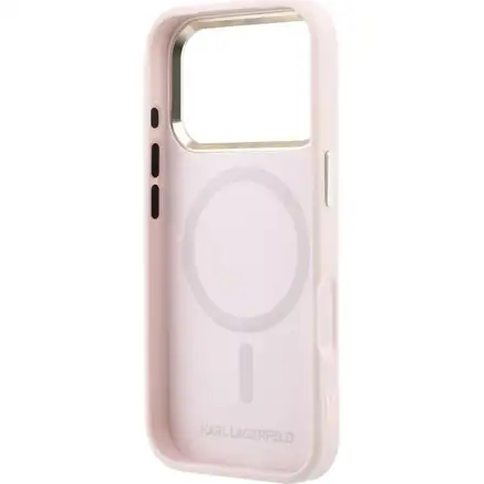 Karl Lagerfeld PU Perforated Gold Dots MagSafe kryt iPhone 17 Pro ružový