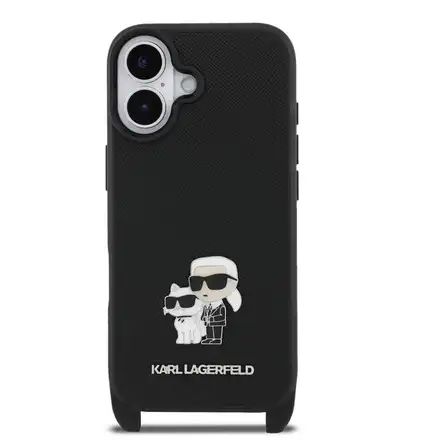 Karl Lagerfeld Saffiano Crossbody Popruh Metal Karl and Choupette kryt iPhone 17 čierny