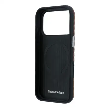 Mercedes PU Leather Wood Semi Wrap MagSafe Kryt pre iPhone 17 Pro Max hnedý