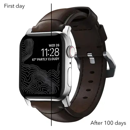 Nomad kožený remienok pre Apple Watch 44-49mm - Traditional Brown/Silver Hardware