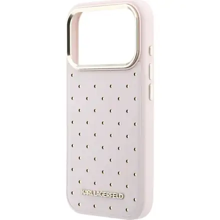 Karl Lagerfeld PU Perforated Gold Dots MagSafe kryt iPhone 17 Pro ružový