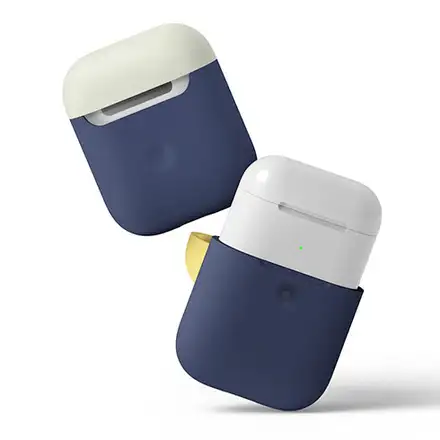 Elago Airpods 2 Silicone Duo Case - Jean Indigo/ White, Yellow