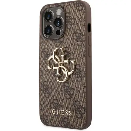 Guess PU 4G Metal Logo kryt iPhone 14 Pro hnedý