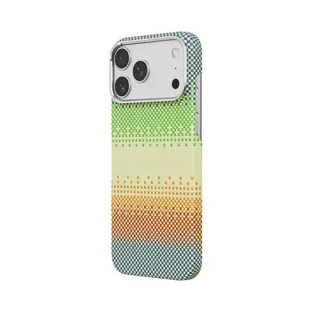 Comma kryt Woven Kevlar Magnetic Shockproof Case pre iPhone 17 Pro - Green Orange Light