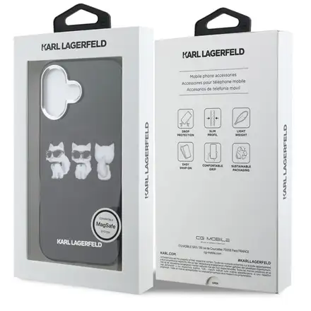 Karl Lagerfeld IML Choupette Trio Watercolor MagSafe kryt iPhone 17 čierny