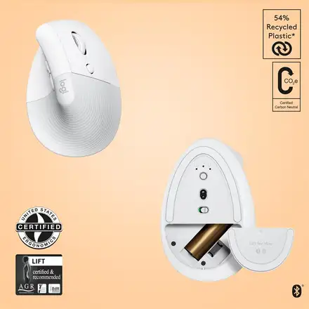 Logitech Lift for Mac Vertical ergonomická myš - white / pale grey