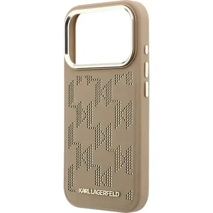 Karl Lagerfeld PU Perforated Monogram MagSafe MagSafe kryt iPhone 17 Pro hnedý