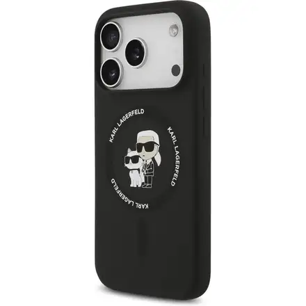 Karl Lagerfeld Liquid Silicone Karl and Choupette MagSafe kryt iPhone 17 Pro čierny