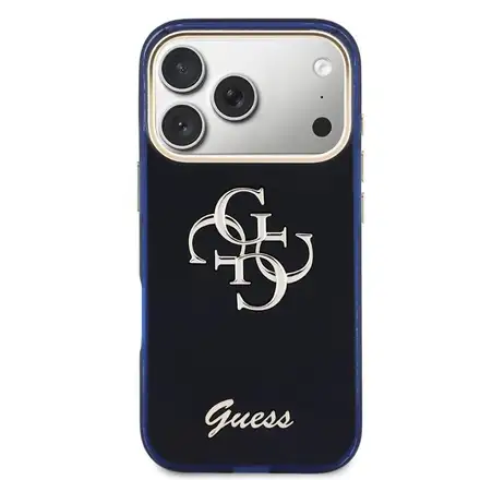 Guess IML 4G Script Metal Logo kryt iPhone 17 Pro Max modrý