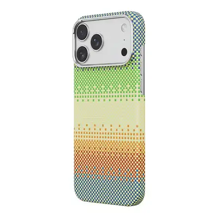 Comma kryt Woven Kevlar Magnetic Shockproof Case pre iPhone 17 Pro Max - Green Orange Light