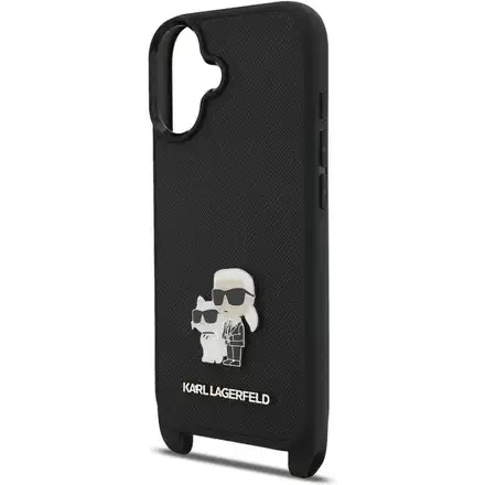 Karl Lagerfeld Saffiano Crossbody Popruh Metal Karl and Choupette kryt iPhone 17 čierny