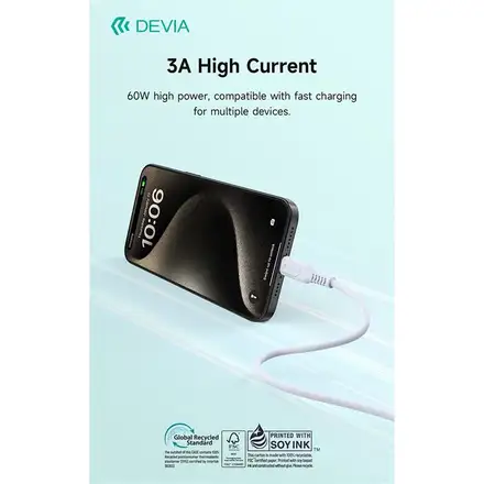 Devia kábel USB-C to USB-C GRS Series Cable 1m - White